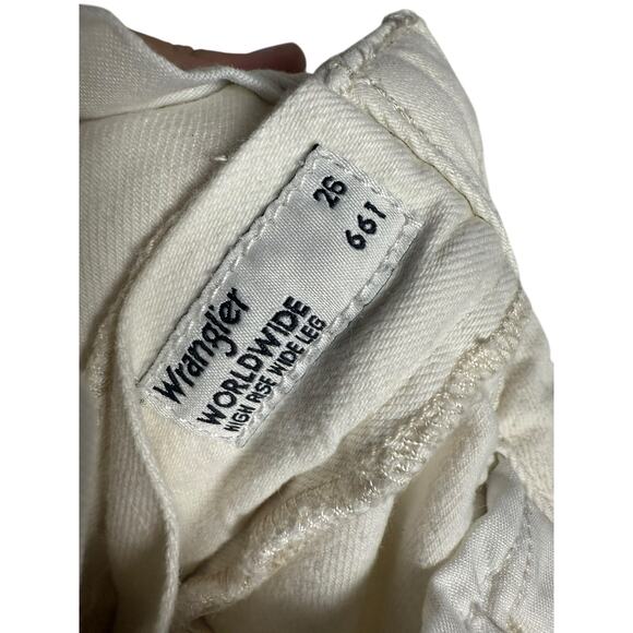 Wrangler Worldwide 661 White Wide Leg High Rise Denim Jeans Size 26 - Picture 15 of 16